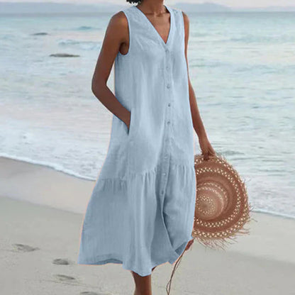 Ilyana - Robe d'été confortable pour femme Bleu