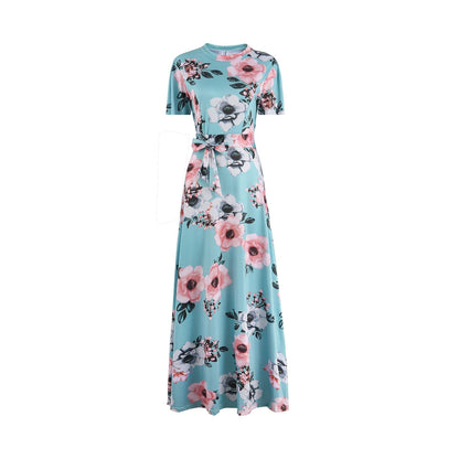 Imelda - Robe mode à manches courtes avec motif floral Bleu 2