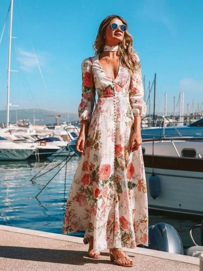 Ingrid – Robe Longue Fleurie Blanche Bohème Mariage Femme 2