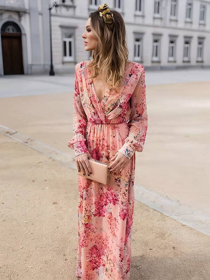 Irène – Robe Longue Fleurie Sans Manches Rose Décontractée 2