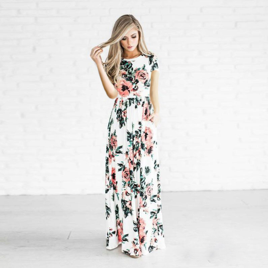 Irelia - Maxi-robe femme à fleurs Blanc