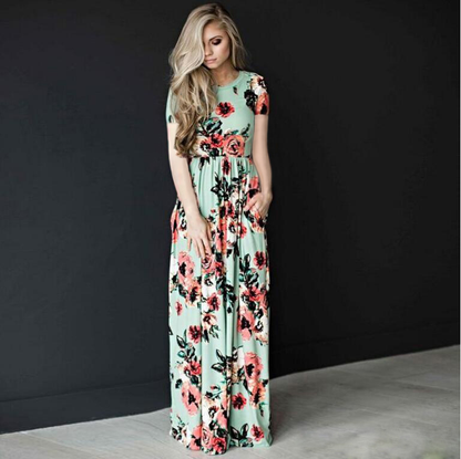 Irelia - Maxi-robe femme à fleurs Vert