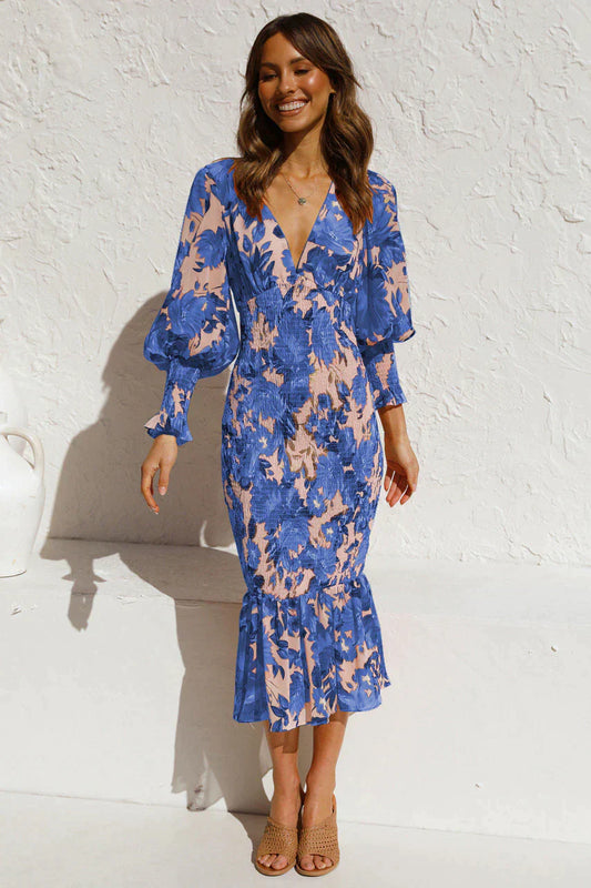 Iria - Robe d'été élégante haut de gamme Bleu