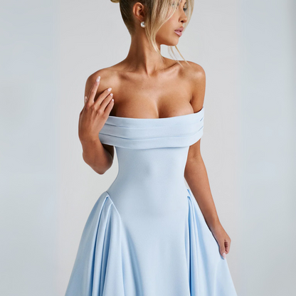 Irina - Robe midi femme élégante bleue 4