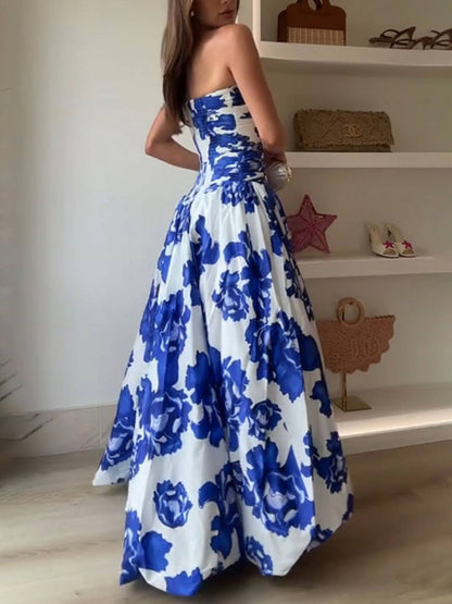 Isaline – Robe Longue Fleurie Trapèze Élégante Sans Manches 5