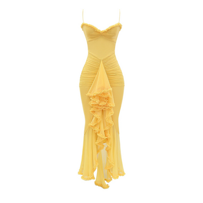Isaure - Robe midi femme froncée jaune été Jaune 6