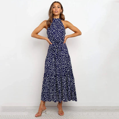 Isil - Robe dos nu à pois Lavish Bleu roi