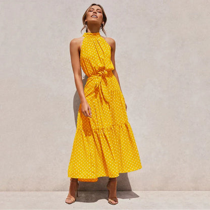 Isil - Robe dos nu à pois Lavish Jaune