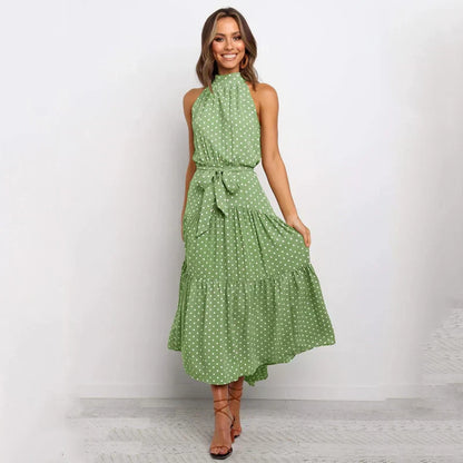 Isil - Robe dos nu à pois Lavish Vert