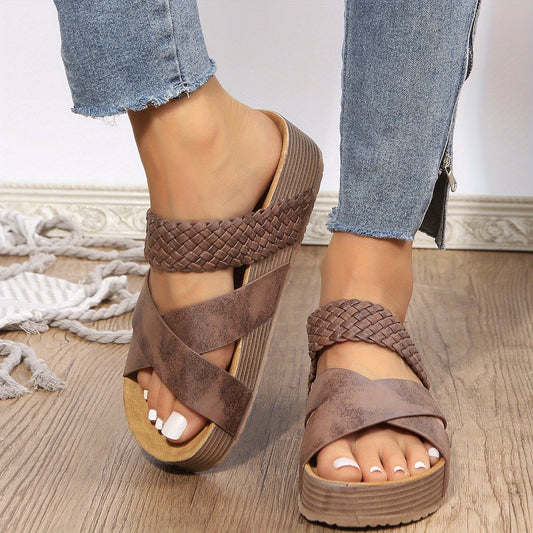 Jalia - Sandales pour Femme en Cuir Véritable Élégantes et Confortables Cafe