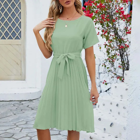 Janice - Robe plissée vert menthe Vert
