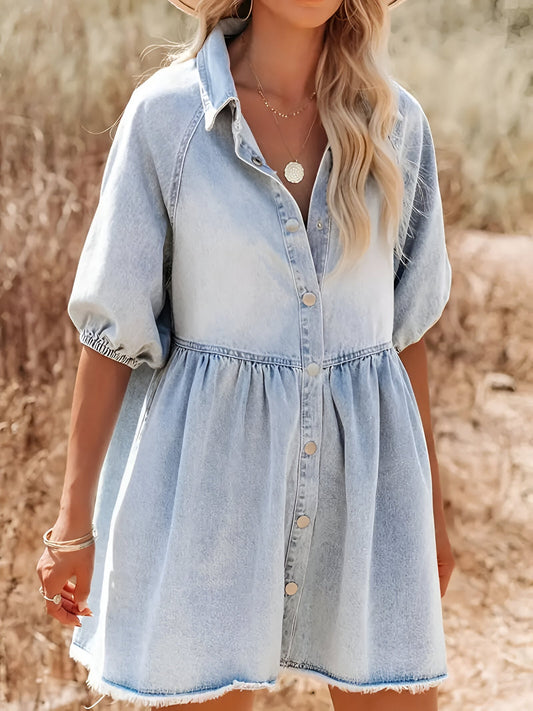 Jasmine - Robe en denim sans effort et sans style Bleu clair