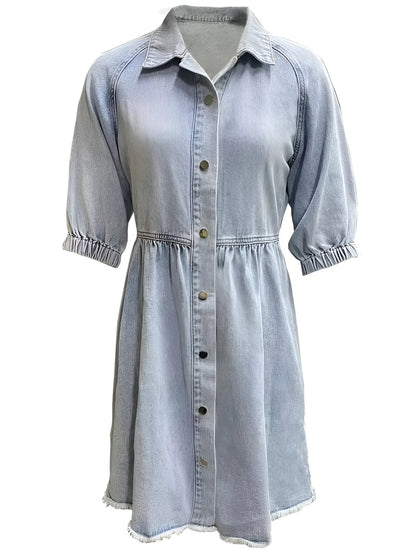 Jasmine - Robe en denim sans effort et sans style Bleu clair 2