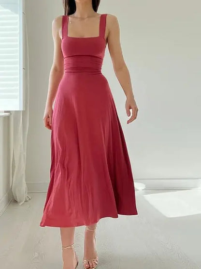 Jocelyne - Robe ligne Décolleté élégant & Cintré Rouge foncé 1