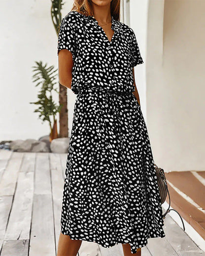 Joséane - Robe midi à pois Noir