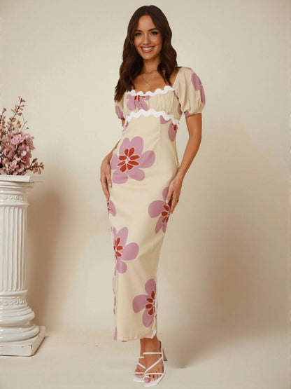 Joséphine – Robe Longue Fleurie Lin Élégante Été Femme 3