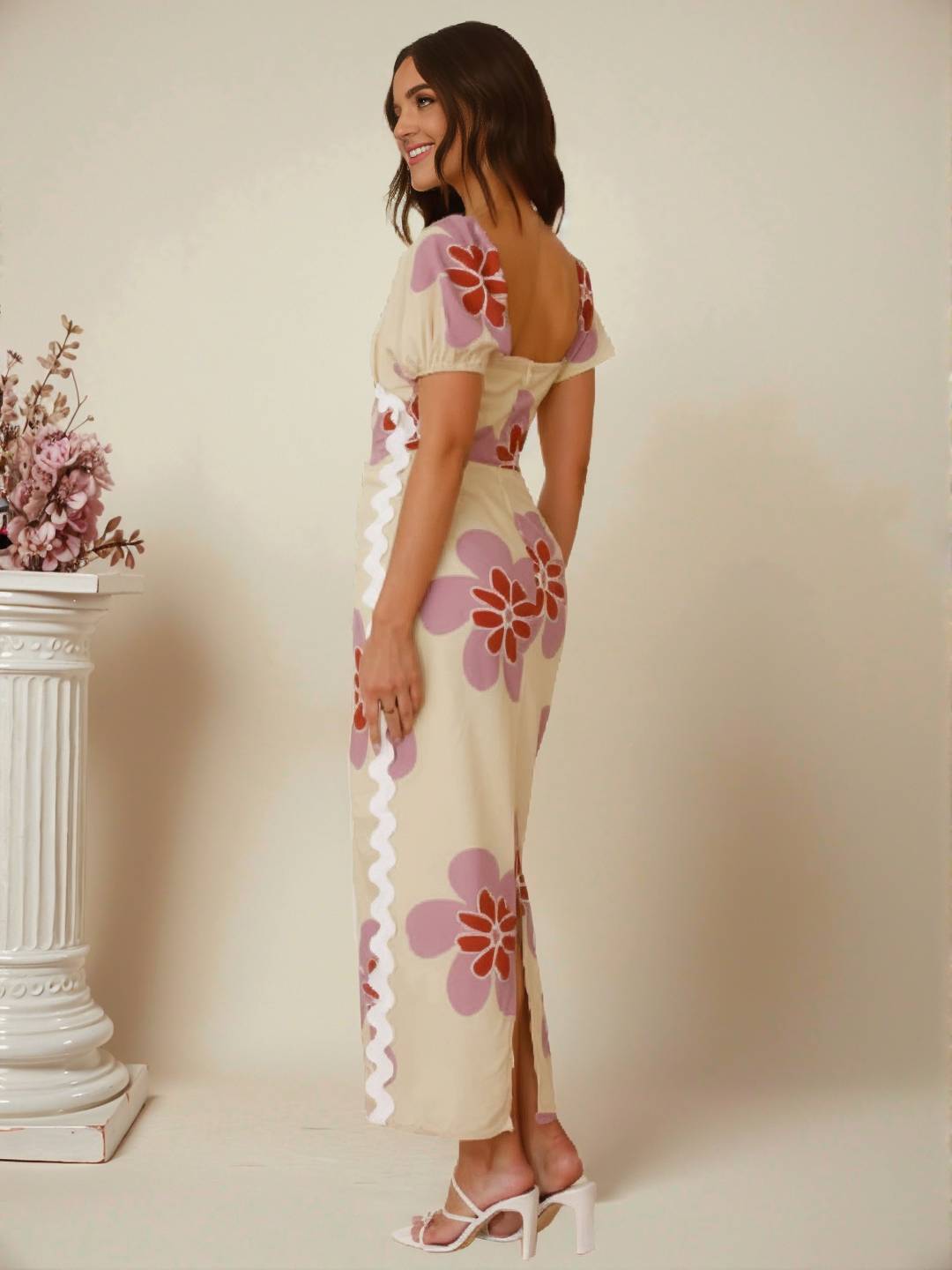 Joséphine – Robe Longue Fleurie Lin Élégante Été Femme 5