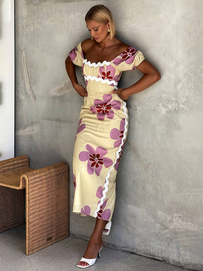 Joséphine – Robe Longue Fleurie Lin Élégante Été Femme 8