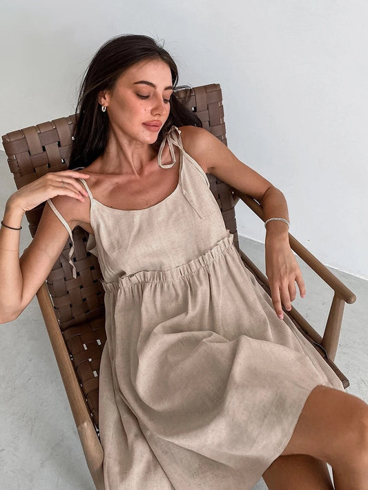Juliane - Mini robe d'été à volants dégradés Kaki