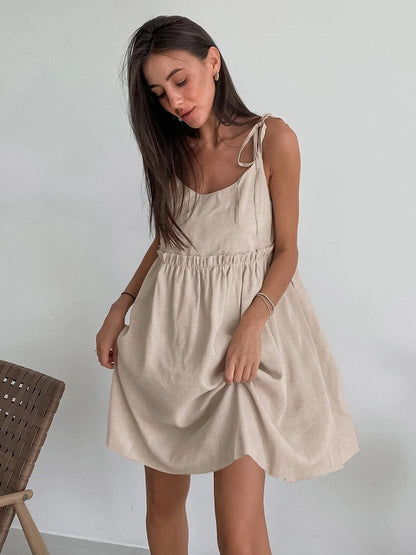 Juliane - Mini robe d'été à volants dégradés Kaki 4