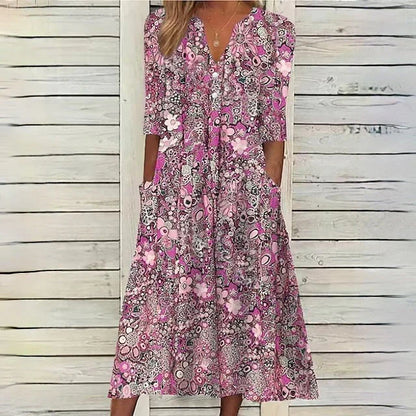 Julie - Robe de soirée fleurie Lila