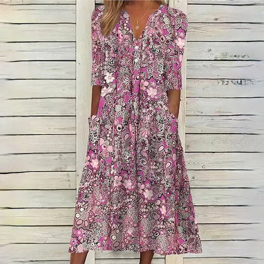 Julie - Robe de soirée fleurie Lila