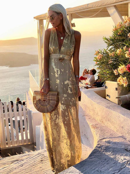 Justine – Robe Longue Pailletée Sans Manches Soirée Femme 2