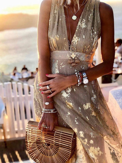 Justine – Robe Longue Pailletée Sans Manches Soirée Femme 4