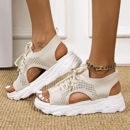 Kahyla - Sandales sneakers à bout ouvert pour femmes Beige 2