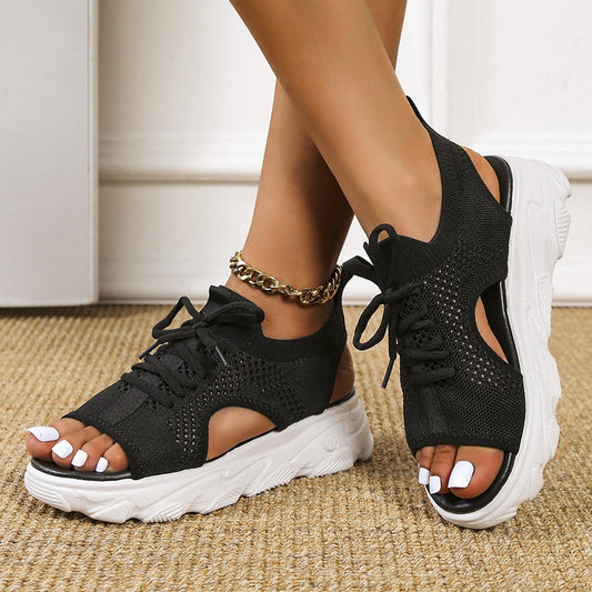 Kahyla - Sandales sneakers à bout ouvert pour femmes Noir