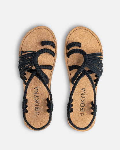 Karima - Sandales grecques colorées pour femmes Noir 3