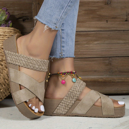 Karine – Sandales Tressées pour Femme Chic et Confortables Beige 2