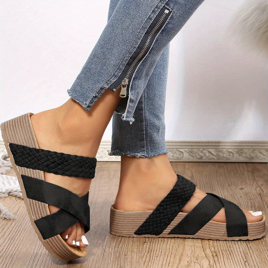 Karine – Sandales Tressées pour Femme Chic et Confortables Noir