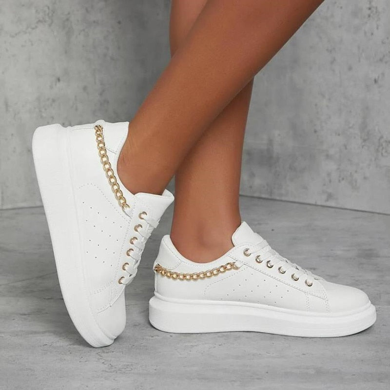 Kattia - Baskets basses avec chaîne pour femmes Blanc