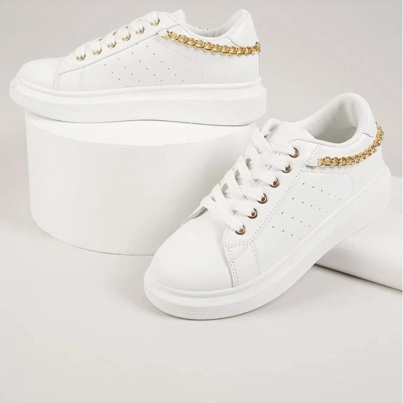 Kattia - Baskets basses avec chaîne pour femmes Blanc 3