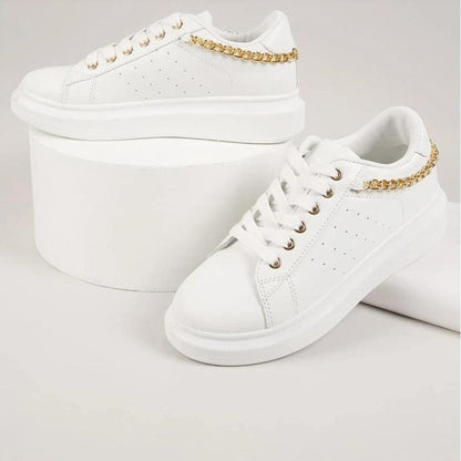 Kattia - Baskets basses avec chaîne pour femmes Blanc 3