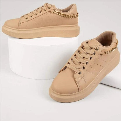Kattia - Baskets basses avec chaîne pour femmes Marron 3
