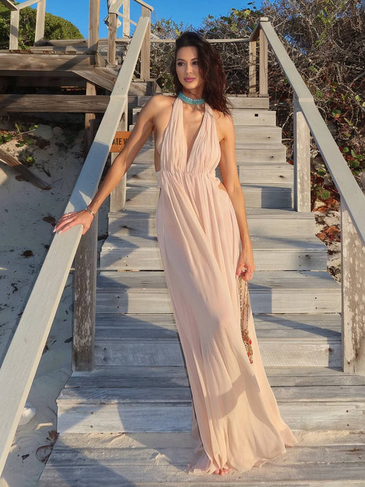 Kelly – Robe Longue Dos Nu Sans Manches Mariage Soirée 1