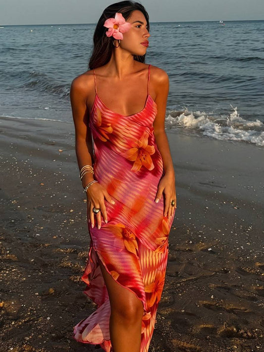 Kimberley – Robe Longue Fleurie Fendue Dos Nu Plage Femme 1