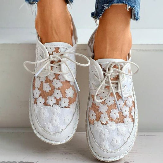 Kiona - Orthopaedic Chaussure aérée et à la mode avec motif floral Blanc
