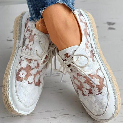 Kiona - Orthopaedic Chaussure aérée et à la mode avec motif floral Blanc 4
