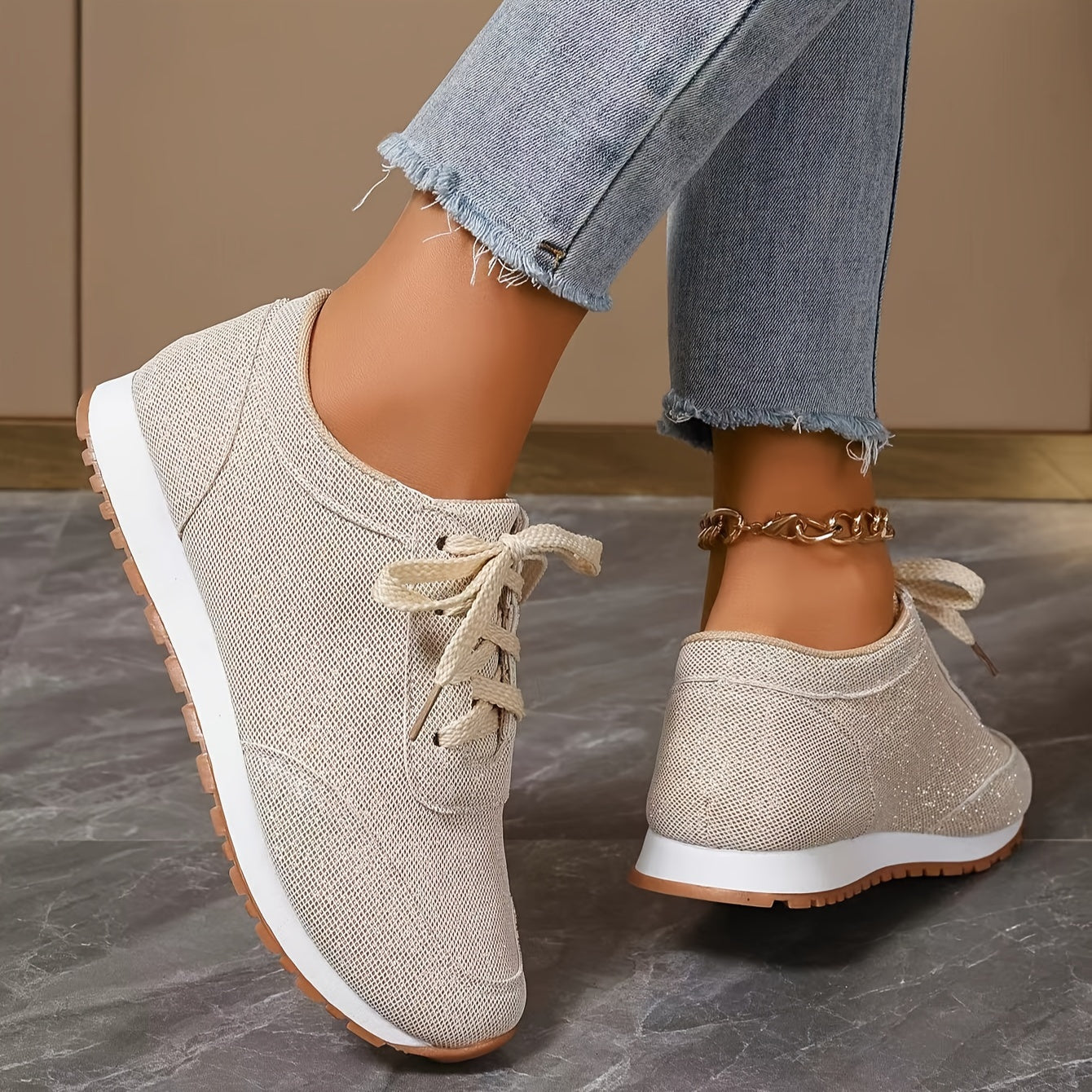 Kloé - Baskets beiges pour femmes Beige 2