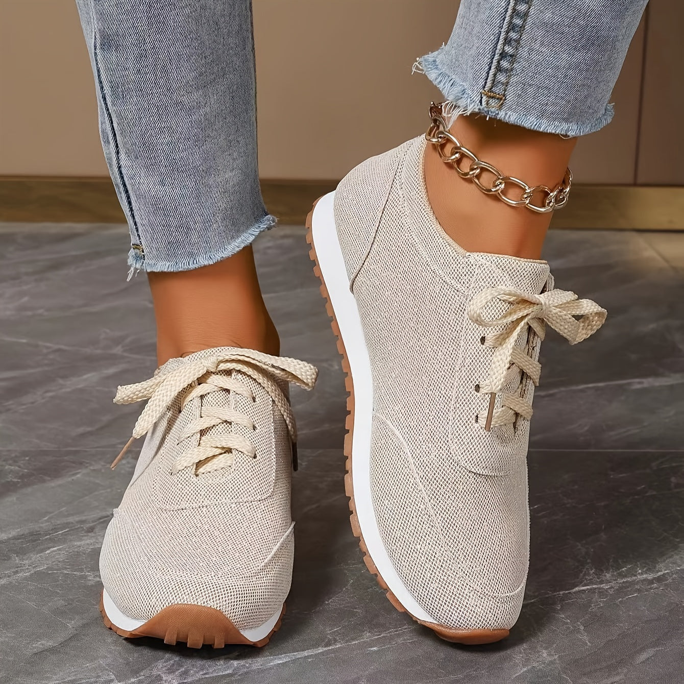 Kloé - Baskets beiges pour femmes Beige 5