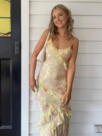 Kristelle – Robe Longue Fleurie Volantée Été Plage Femme 10