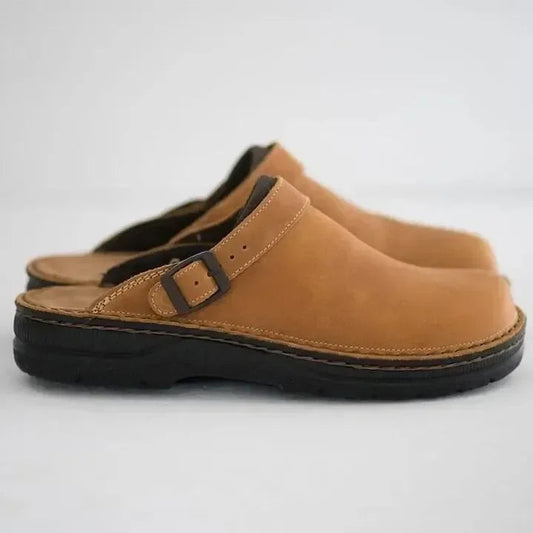 Lary - Pantoufles orthopédiques en cuir Beige