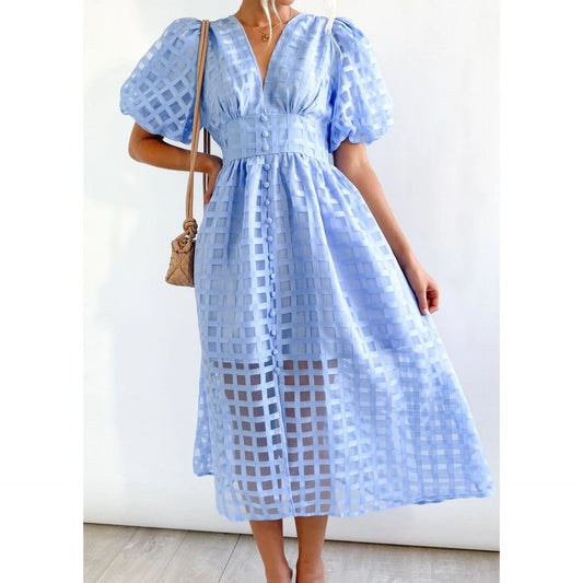 Laure - Robe midi intemporelle Bleu clair
