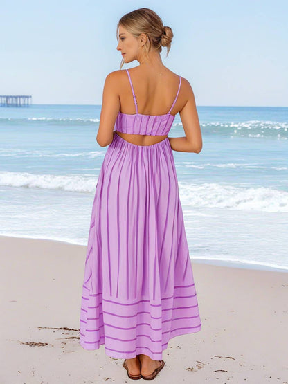 Laurine – Robe Longue Rayée Dos Nu Plage Décontractée 20