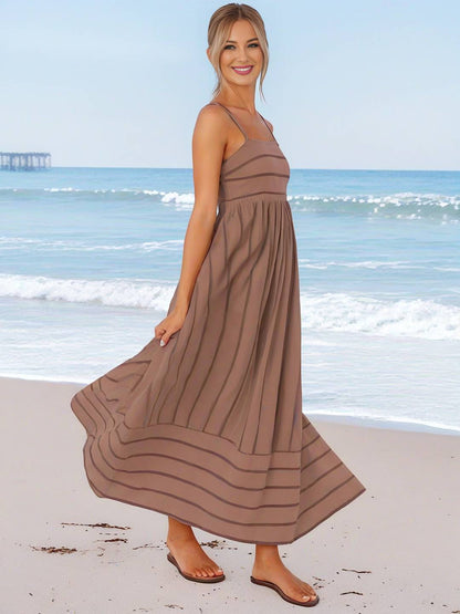 Laurine – Robe Longue Rayée Dos Nu Plage Décontractée 25