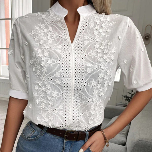 Lilia - Chic Femmes Blanc Chemisier Blanc
