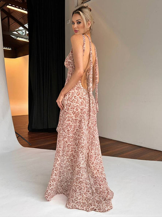 Lorraine – Robe Longue Fleurie Fendue Bohème Plage Femme 1